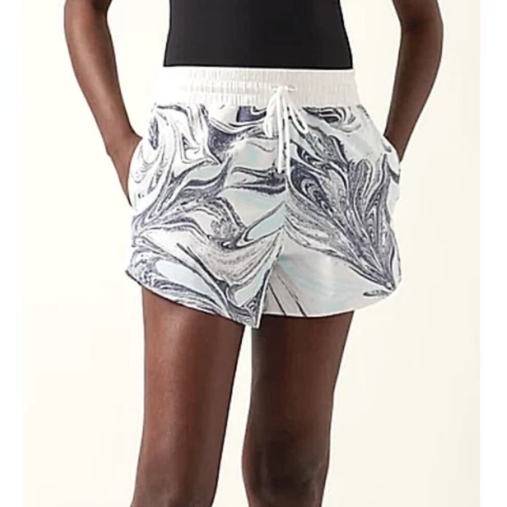 Athleta Womens All Activity Blue Marbled Print Short Size M